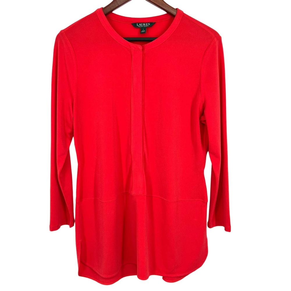 Ralph Lauren Womens Size Large Red Blouse Shirt Top Business Professional